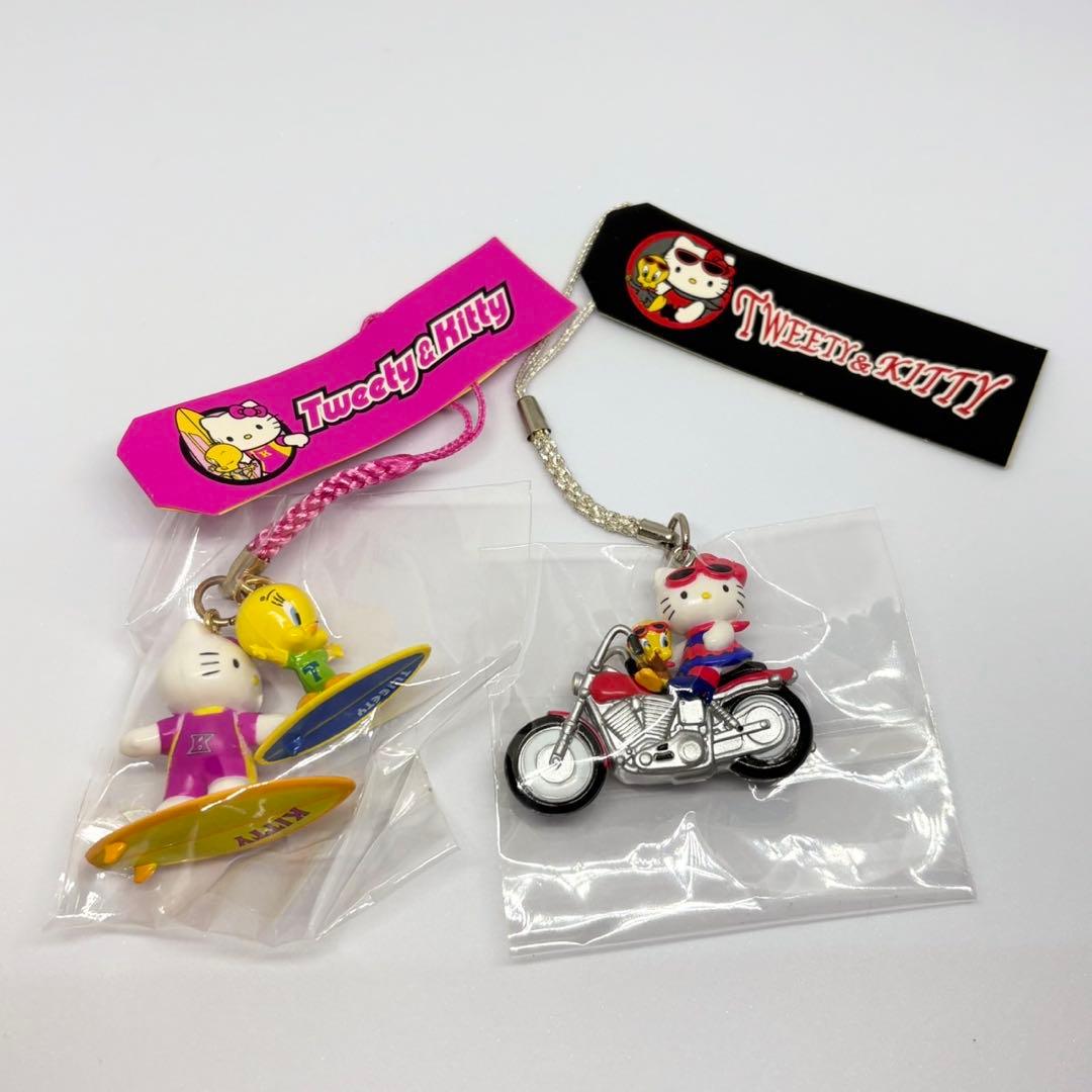 激レア　ハローキティ　トゥイーティー　根付け　ストラップ　サーフィン　バイク