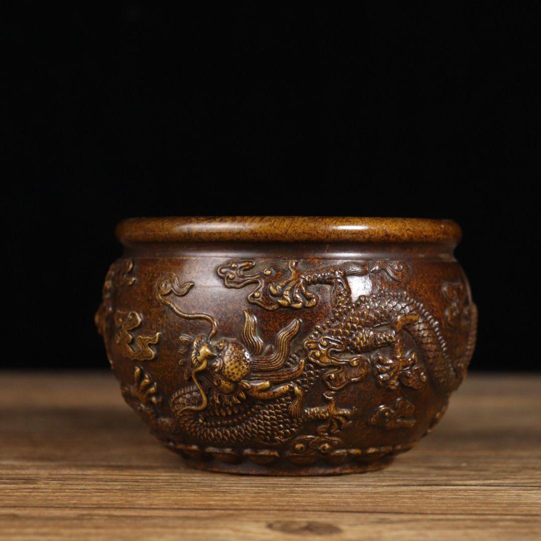 銅器 銅壺 双竜香炉 仏具 灰皿 収納缶 装飾品 工芸品 置物