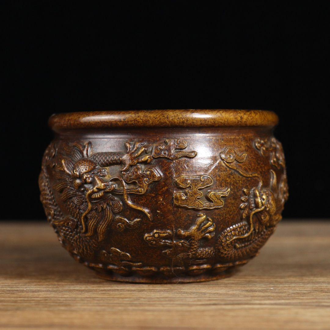 銅器 銅壺 双竜香炉 仏具 灰皿 収納缶 装飾品 工芸品 置物