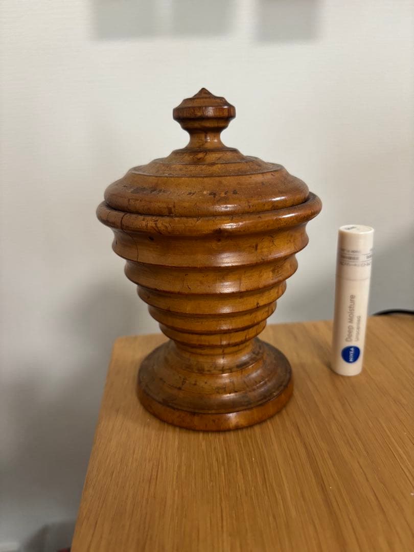 木製 蓋付き容器 ストライプデザイン