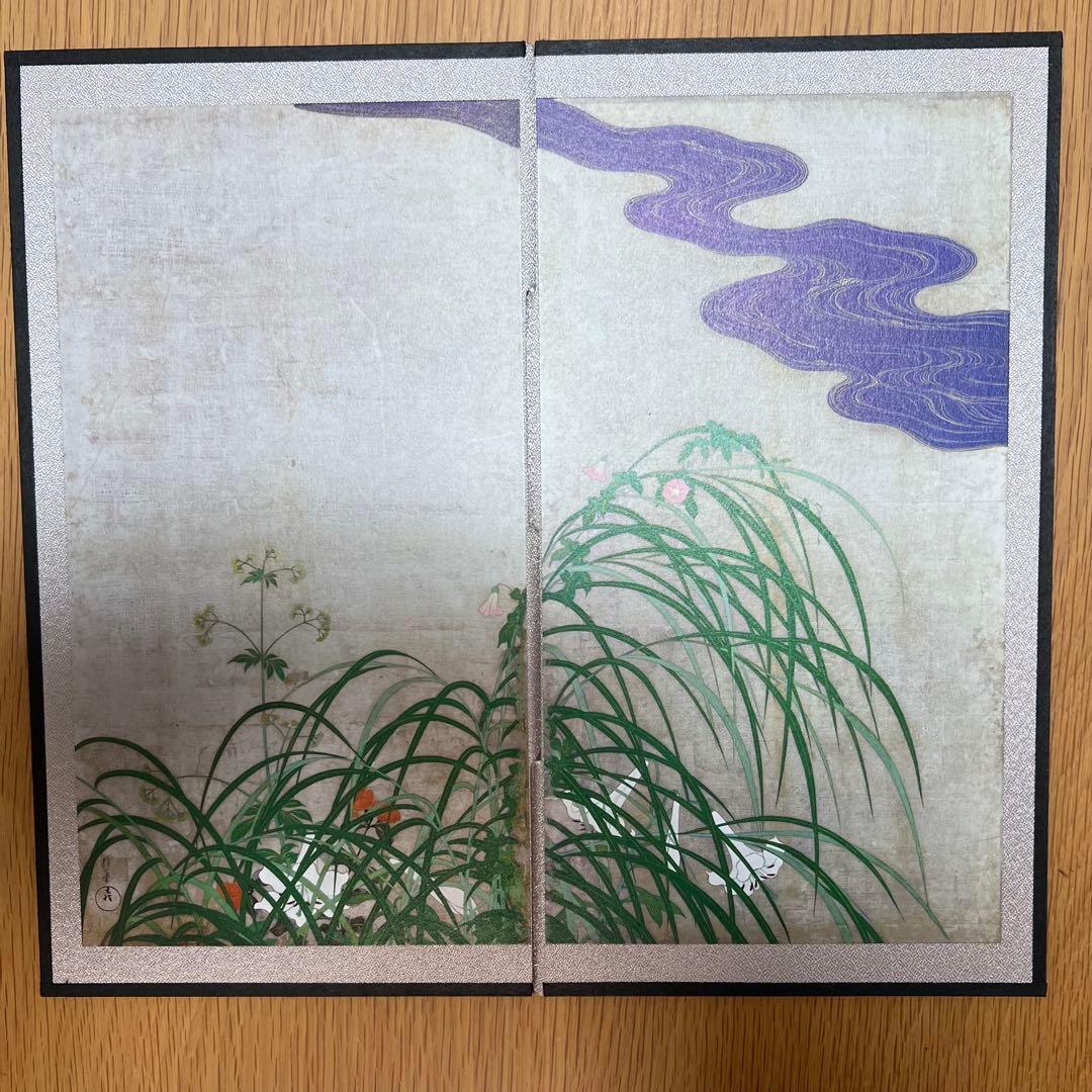 【未使用美品】風神雷神図/夏秋草図屏風　両面屏風