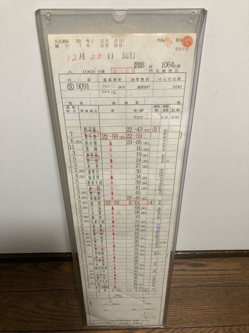 JR貨物(九州管区) スタフ ケース入 実物 H7年12月20日運用 [希少！]