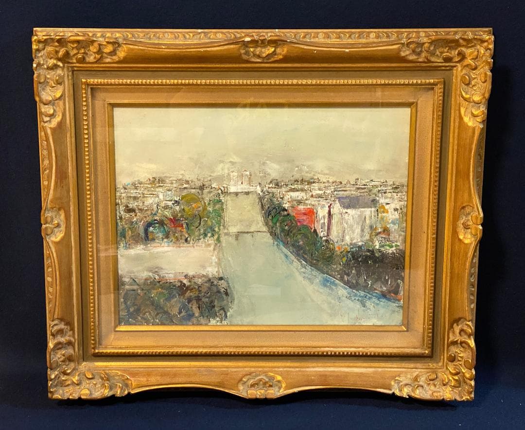 「真作」住田昭「PARIS」風景画　油彩画　額装　サイン有り　F6号