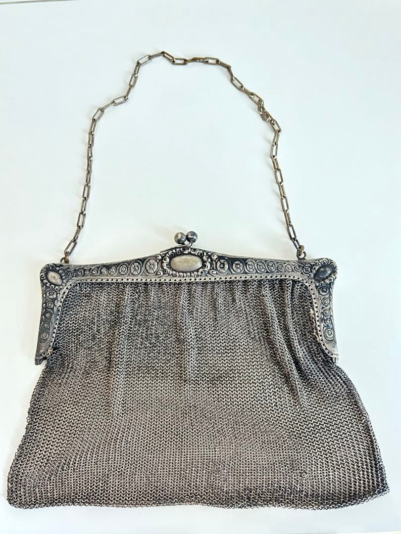 フランス購入　アンティーク　シルバー　メッシュバッグ