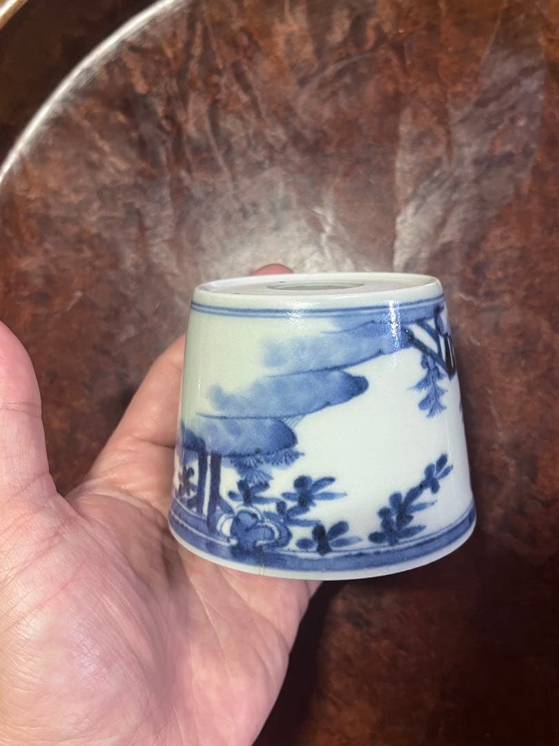 古伊万里　蕎麦猪口　無傷完品　蘇轍　印判　宝珠　軍配　団扇　経巻　宝巻　太湖石