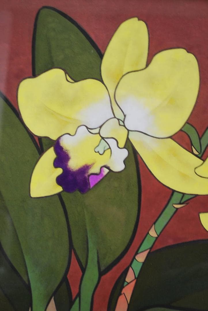 【真作】向井久万/蘭図/日本画額/掛軸☆宝船☆Ｑ‐857　J