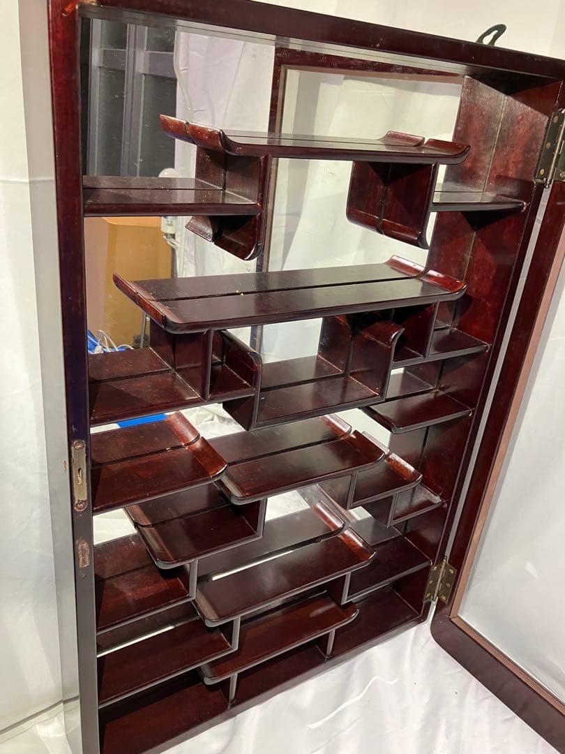 【Y1004】飾り棚 唐木 中国 古美術 アンティーク ビンテージ 鏡 壁掛け