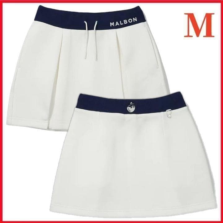 白色M マルボンゴルフ スカート MALBON GOLF スポーツスカート
