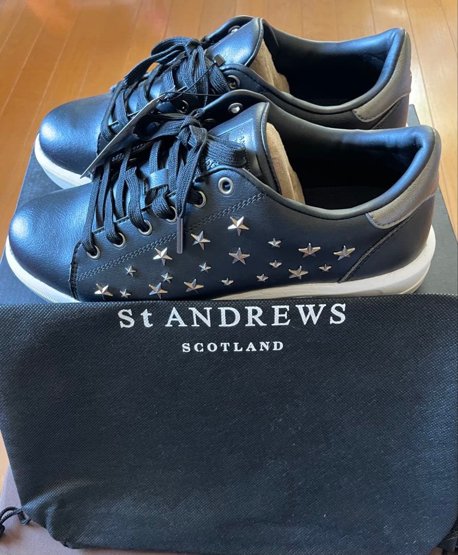 St ANDREWS ブラック スニーカー 25.5cm