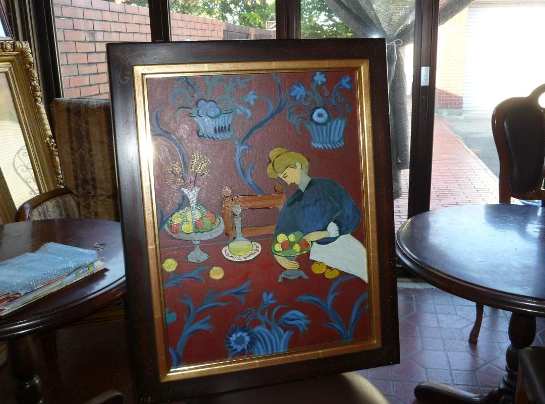 油彩肉筆絵画　作者不明　表にサイン