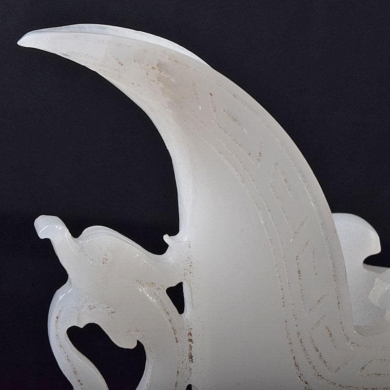 中国　玉石白玉彫刻　林權作　白玉樽　証明書・鏡面台付　V　R8720