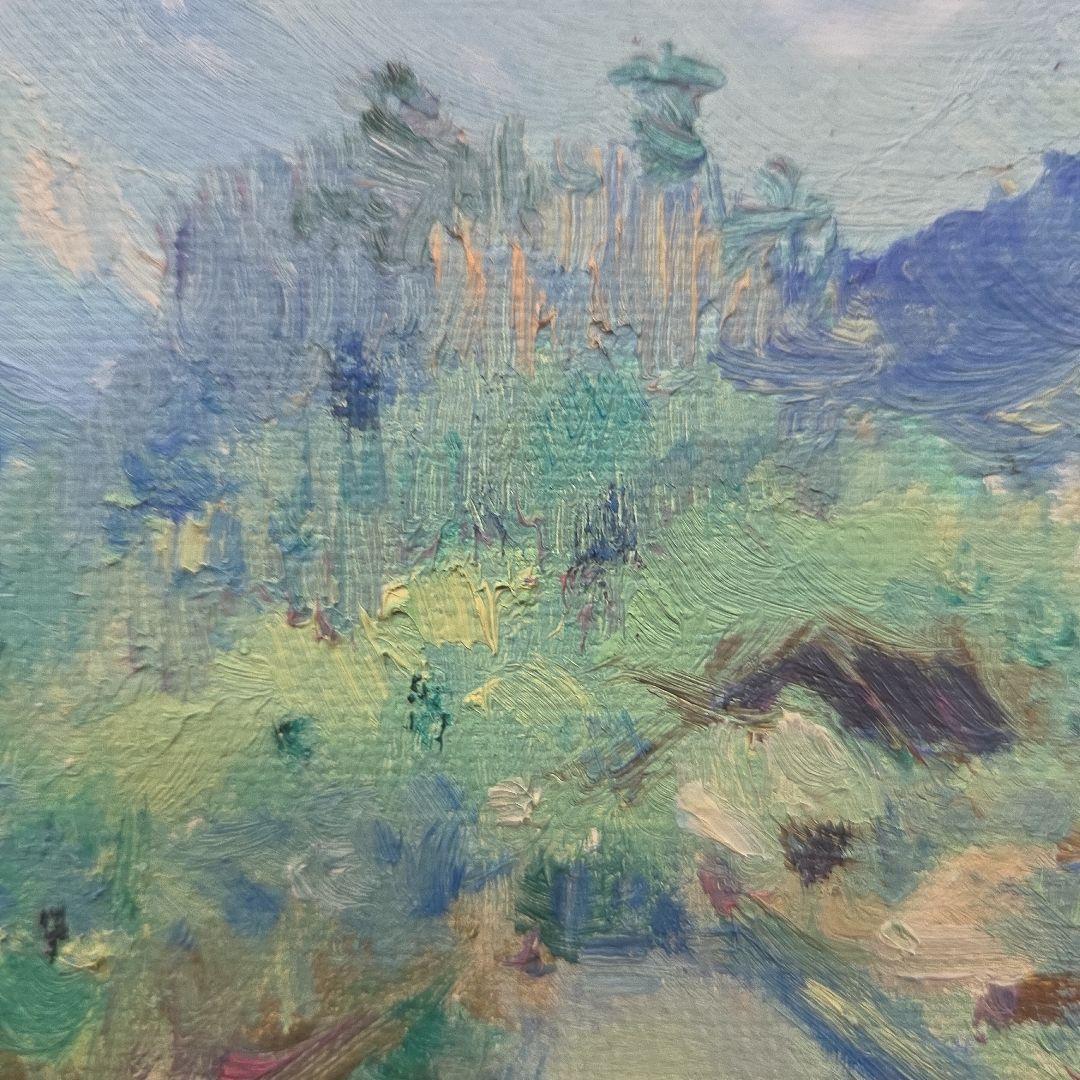 【美品】 肉筆油彩風景画 ホワイト額縁フレームつき「白馬連峰」6号サイズ