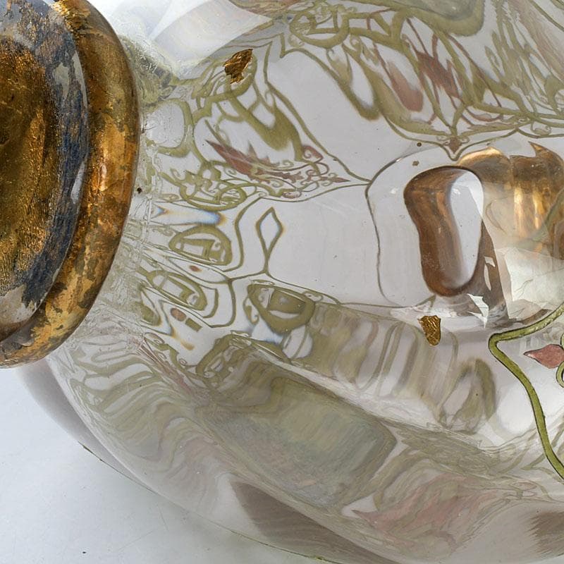 アンティーク　ガラス工芸　風景図　花瓶　C　9410