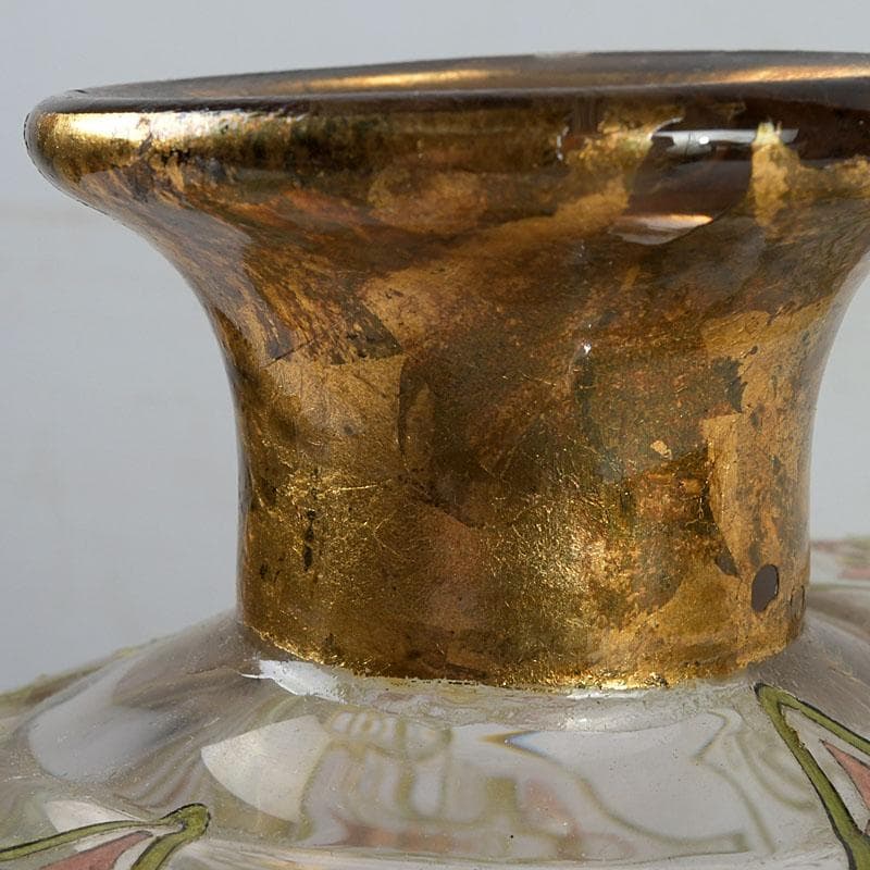 アンティーク　ガラス工芸　風景図　花瓶　C　9410