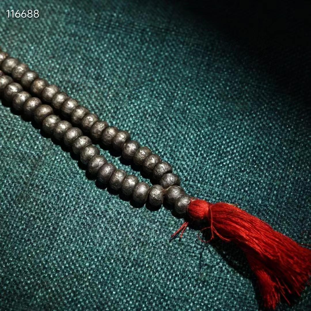 中国古美術・純手工・チベット寒鉄彫刻六字真言108粒仏珠・ネックレス・数珠・仏具
