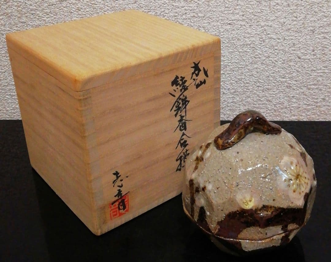 Romi　田端志音作　乾山　花図　香合　共箱　栞付　茶道具