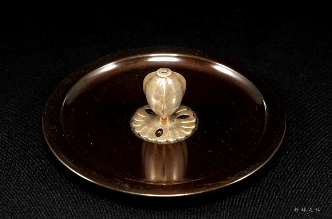 菊地政光 鵬雲斎好写 七宝筋釜 共箱 茶道具 南鐐摘 銀摘