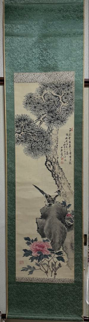 大平小州筆　不老冨貴之圖　絹本肉筆　小州道人自題共箱　南画250804