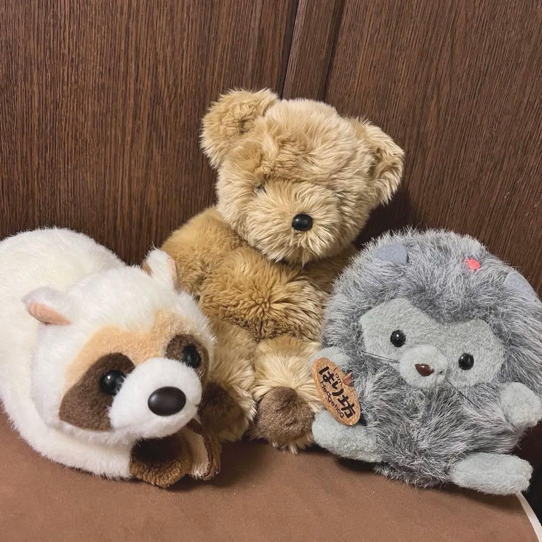 ファースト 年代物 ぬいぐるみ アライグマ べべ テディベア ハリネズミ はり坊