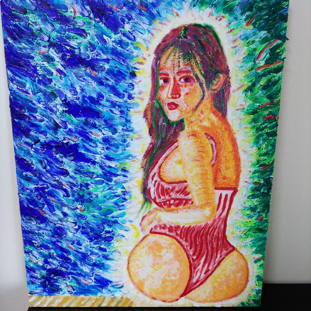 アクリル絵画 水着の女性　一点もの　幻想的