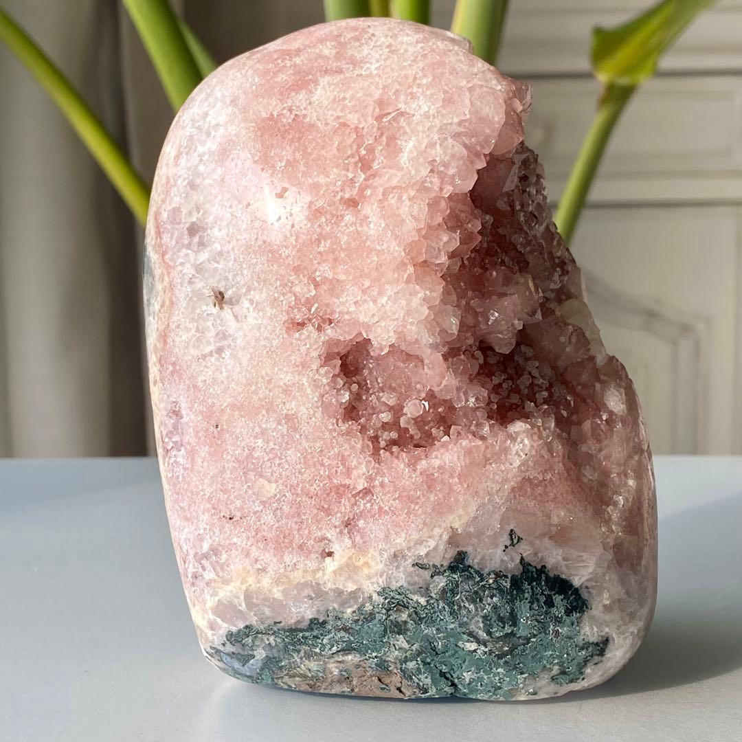 【 天然石 どっしり ピンクアメジスト 原石 ドーム 約1.1kg