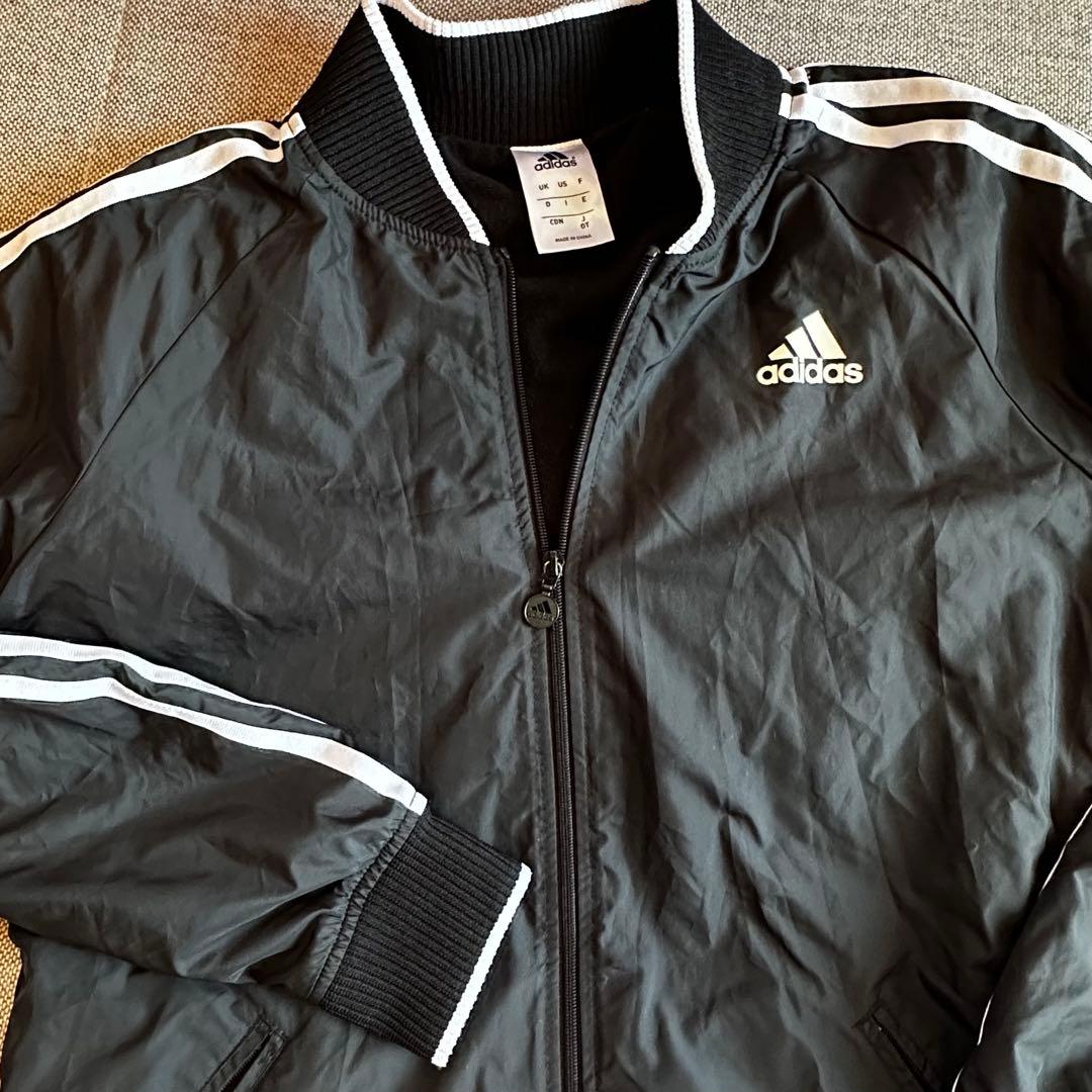 「美品」adidas 裏起毛ブラックジャージ上下セット