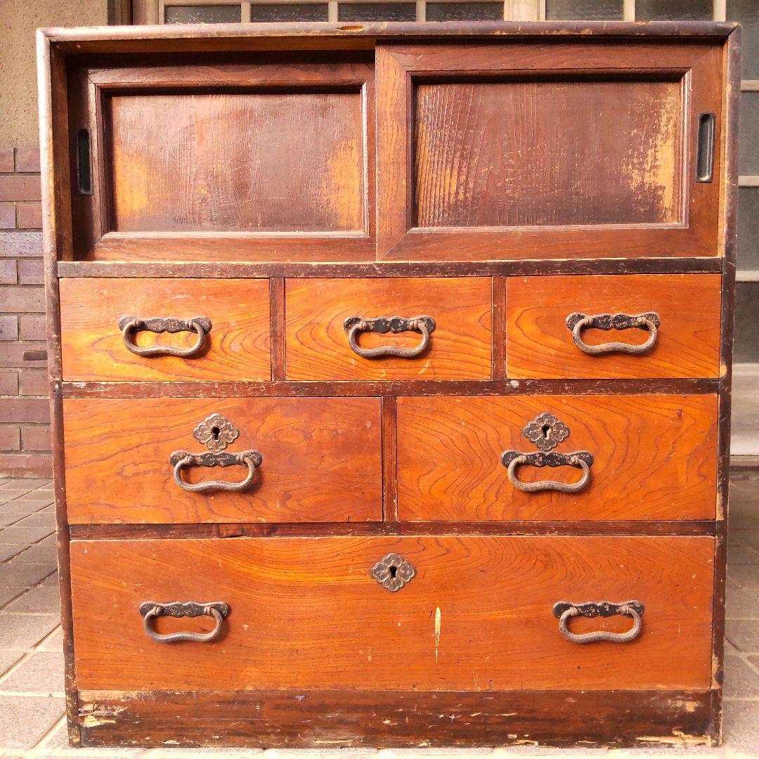 帳場箪笥 古民家 アンティーク 古道具 レトロ 明治 大正 古箪笥 ビンテージ