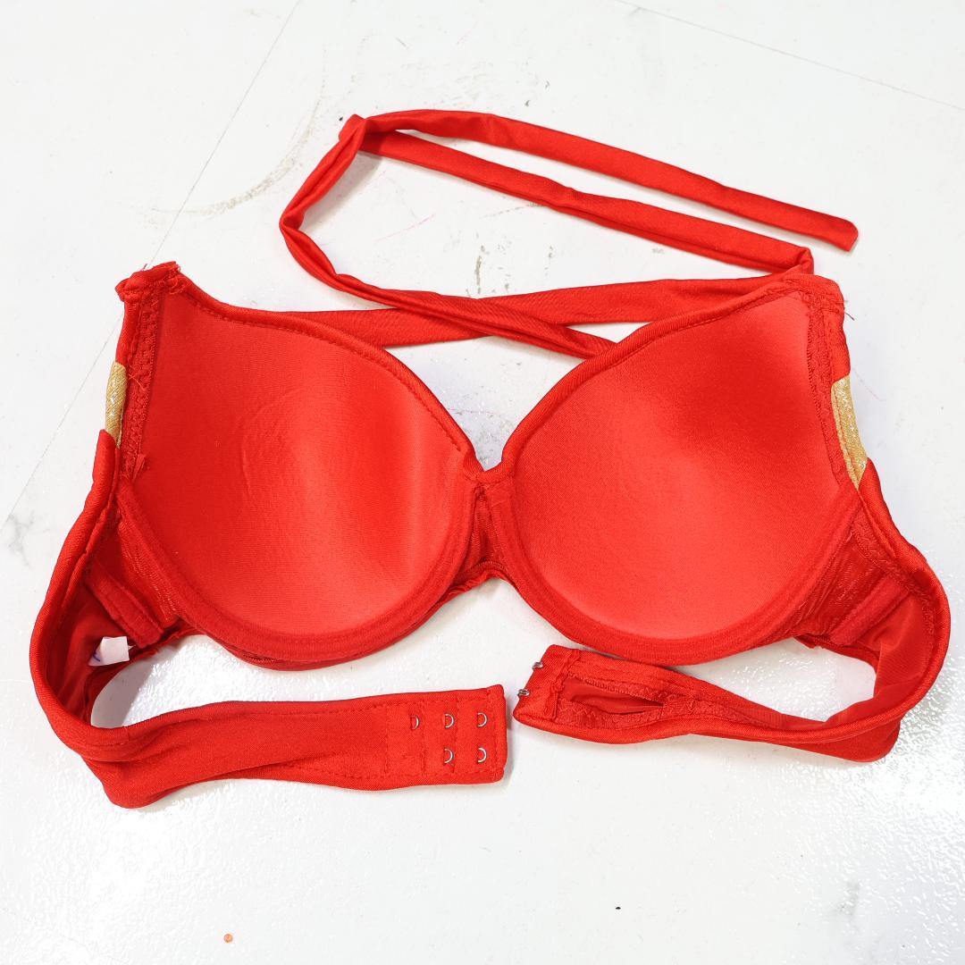 【ベリーダンス用 オリエンタル衣装】レッド×ゴールド ストーンラメ タイト 赤