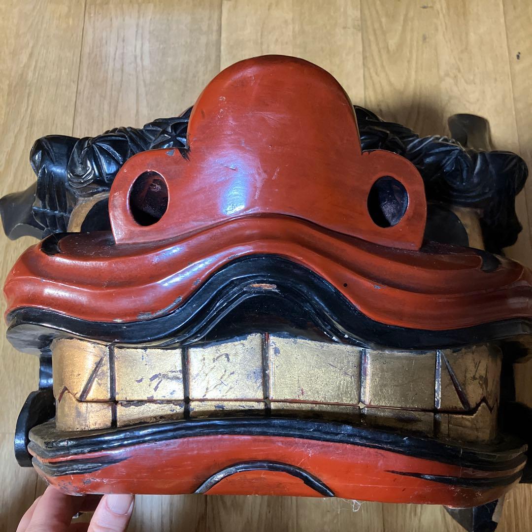木製　獅子舞　獅子頭