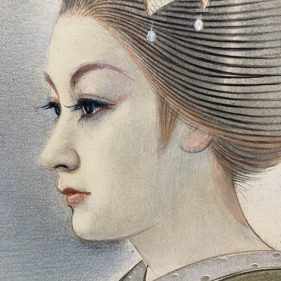 【真作保証】玉井徳太郎「舞妓」日本画 真筆 美人画 額装 絵画
