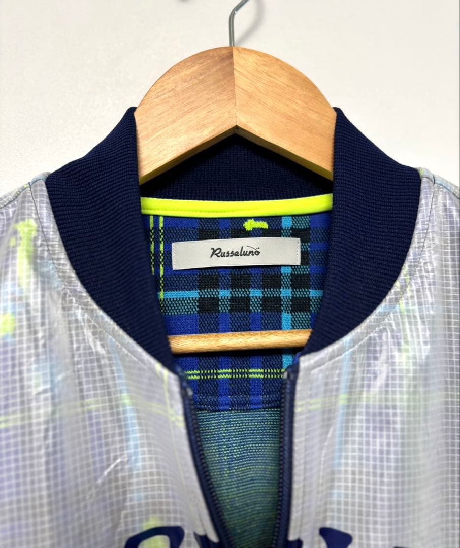 ラッセルノ ブルゾン 2重素材 表ナイロン100% シアー ブルーチェック柄 L