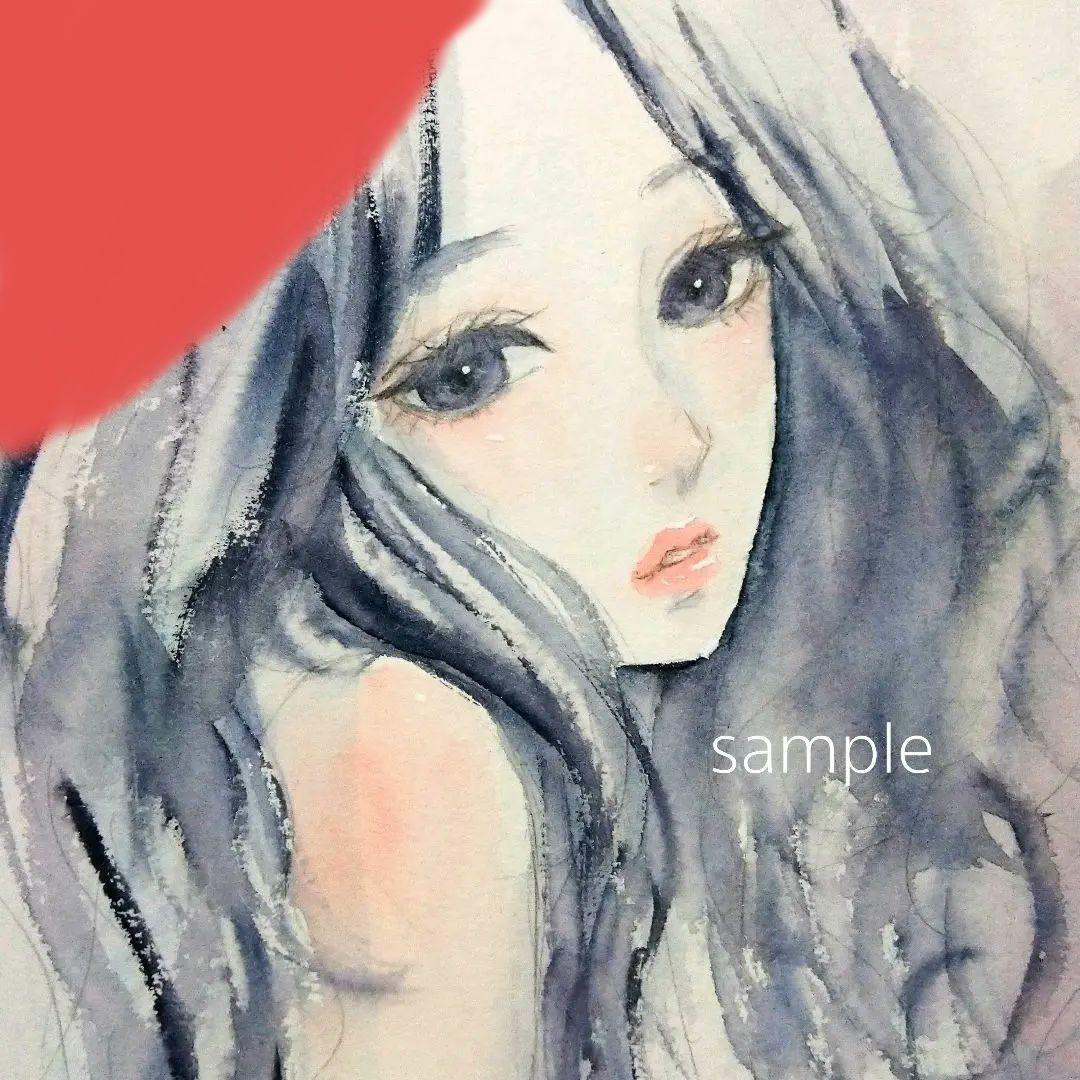 2428B　手描きイラスト　肉筆原画　水彩画　ヌード　裸婦画