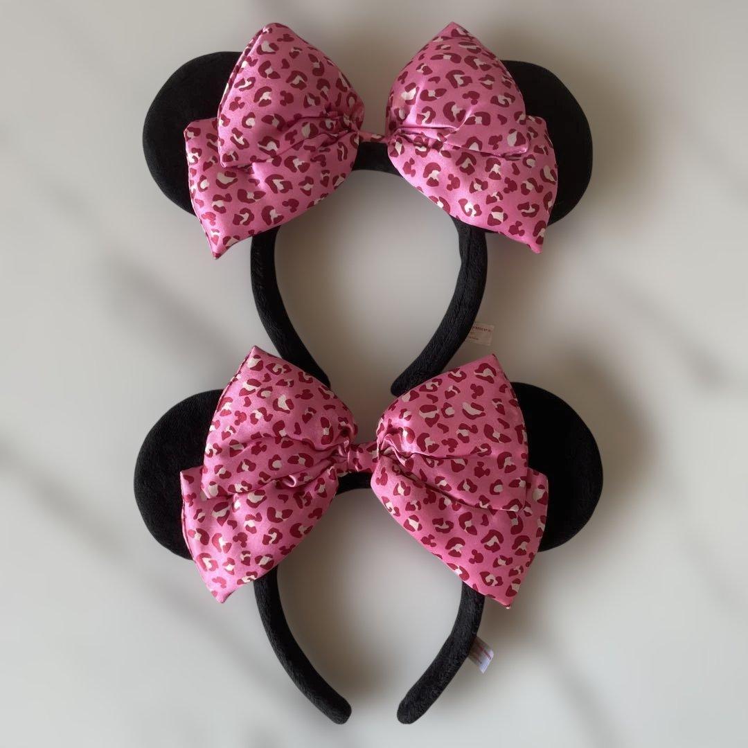 ディズニー ヒョウ柄 ピンクリボン カチューシャ 2個セット