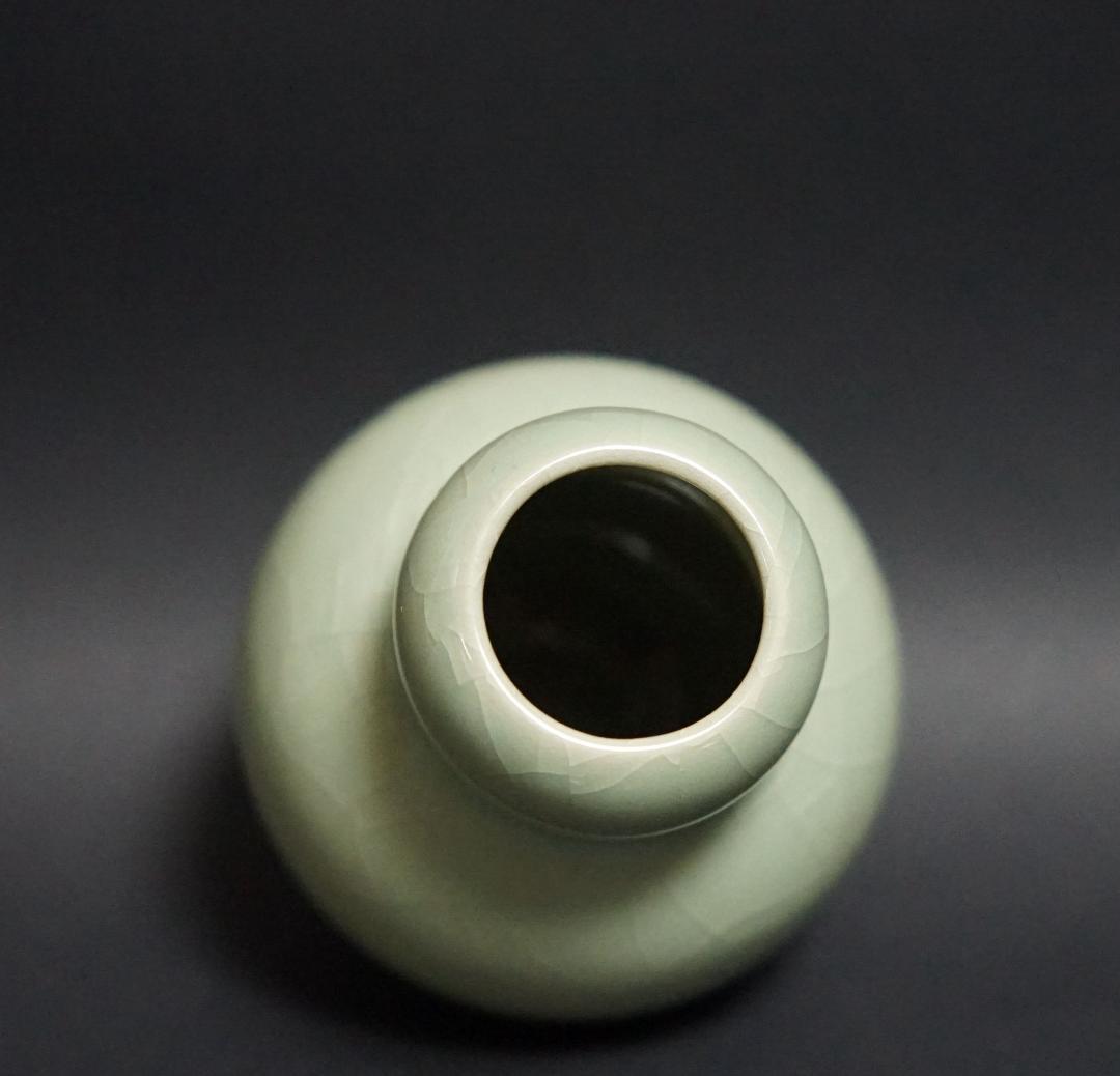 茶道具 四代清風与平作 瓢箪形青磁茶入 共箱★時代物★