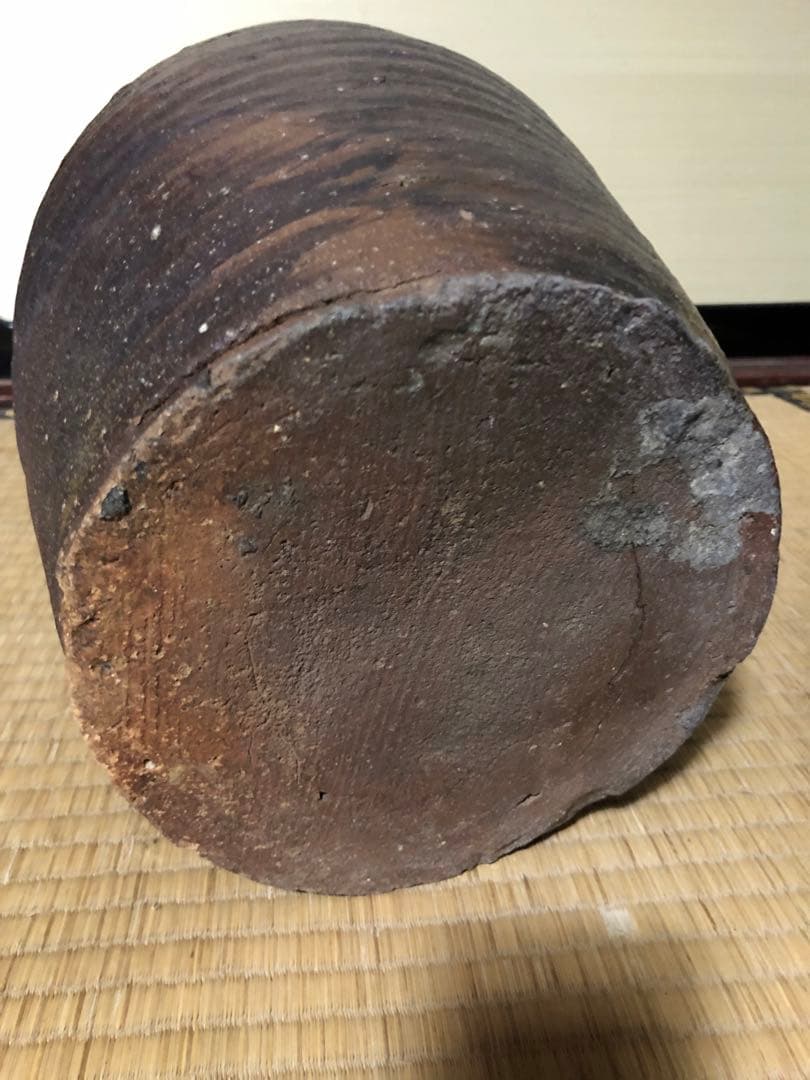 どっしり迫力ある時代物の越前焼きのニ耳種壺検古民具古道具骨董民芸花器