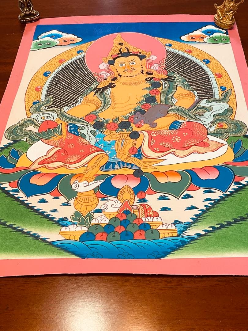 《手描き 肉筆画》宝蔵神 財宝神 シャンバラ クベラ 曼荼羅　Kubera 新品