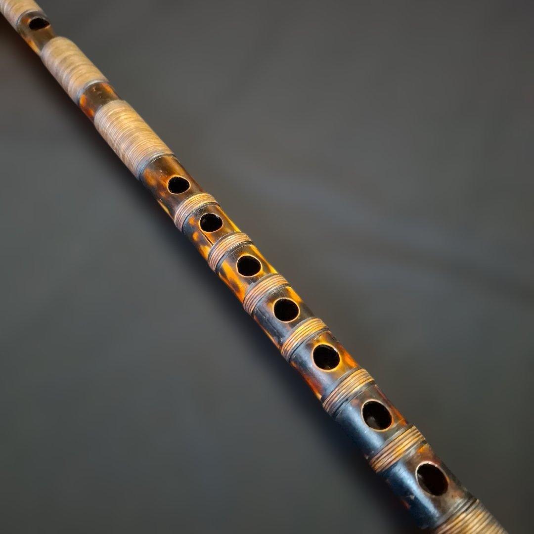 篠笛　古典調　7穴　4本調子　超鐵仕様　藤総巻き　燻風仕上げ