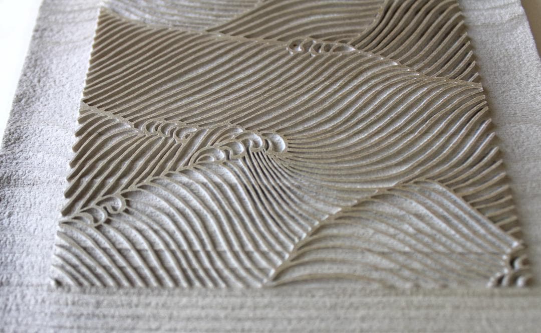 料紙制作用版木・平安朝「波」紋 精巧木版