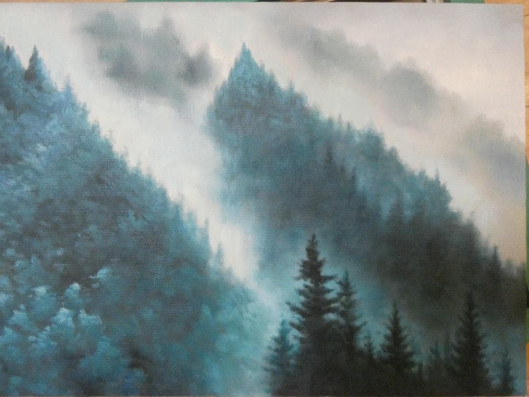 【限定値下げ】風景画　大型絵画　東山魁夷　山雲　額付き　手描き　肉筆