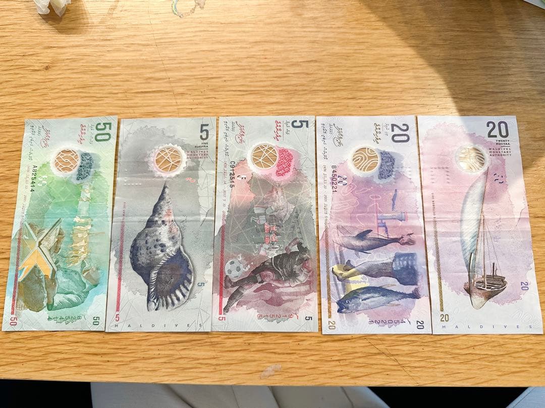 モルディブ紙幣 5枚セット ルフィヤ 海外紙幣 コレクション Maldives