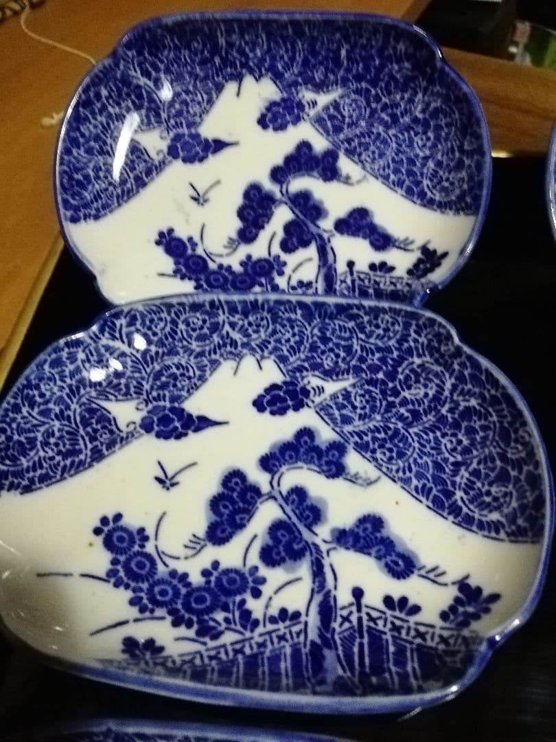 明治の印判6枚人気の富士山(富士に松、菊)草唐草