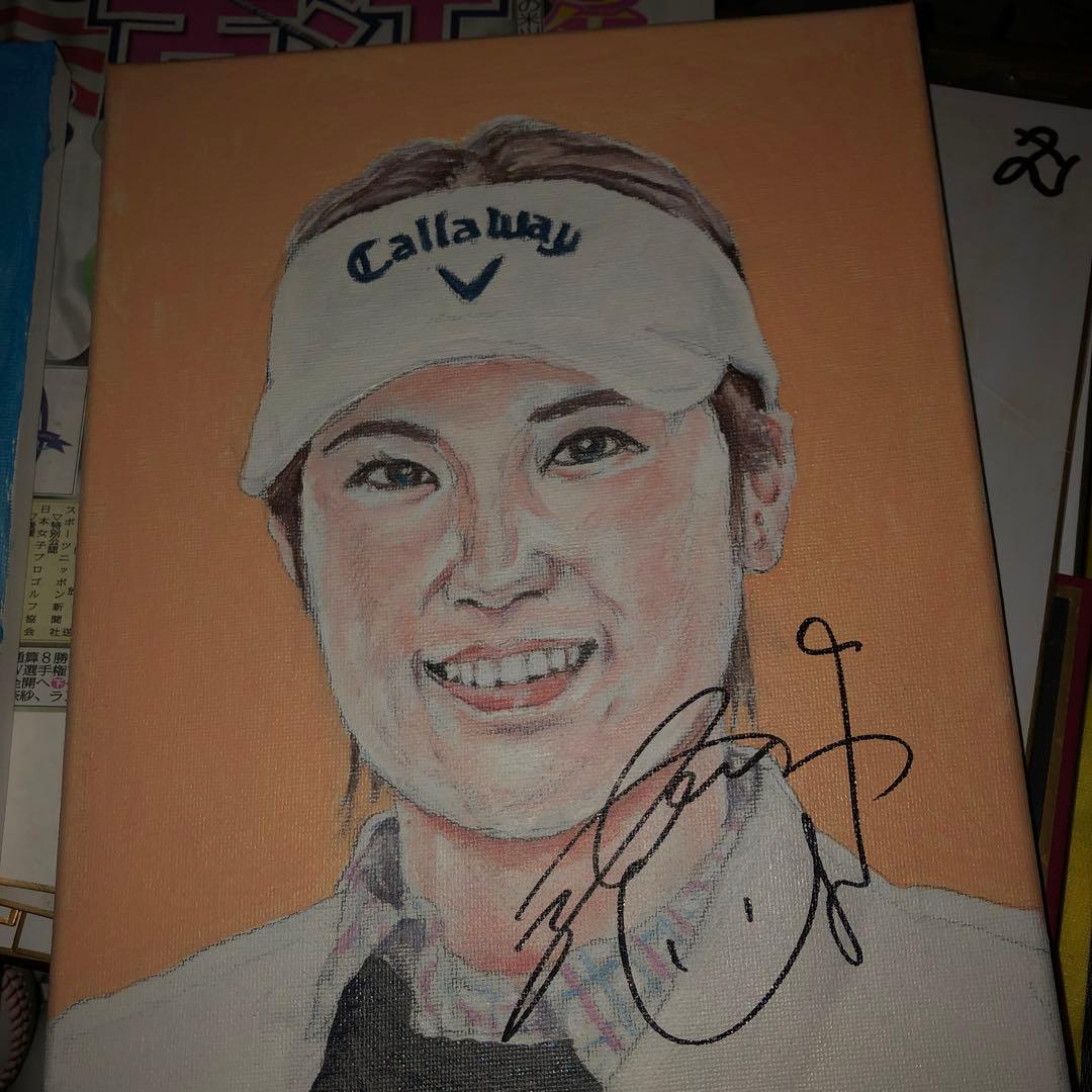 プロゴルファー西村優奈この世に１つの直筆サイン入り油絵【超レア】