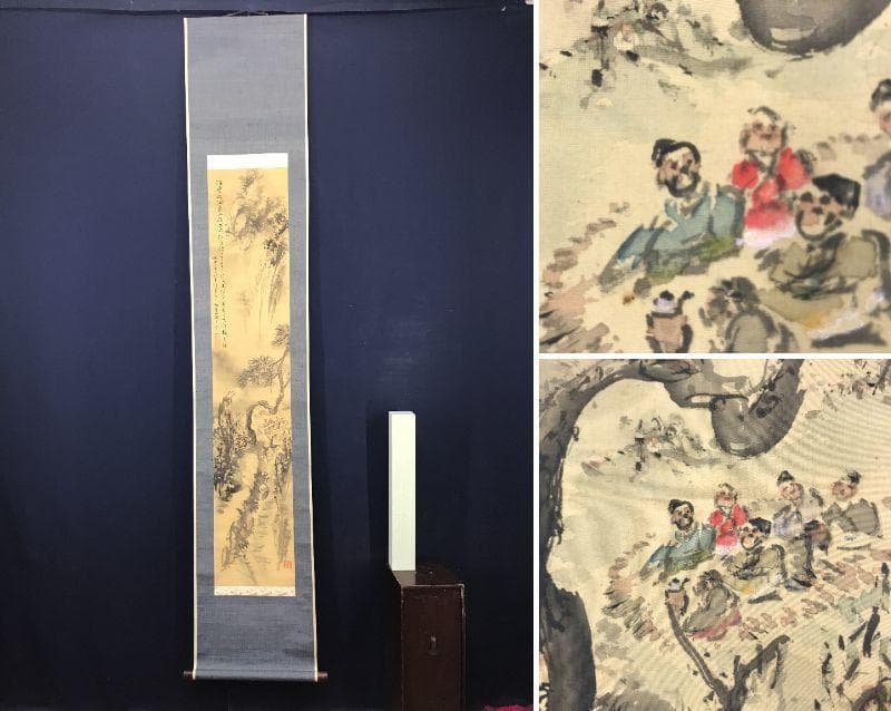 【真作】佐藤功堂/納涼図/山水図/人物図/掛軸/名家伝来/AB-987