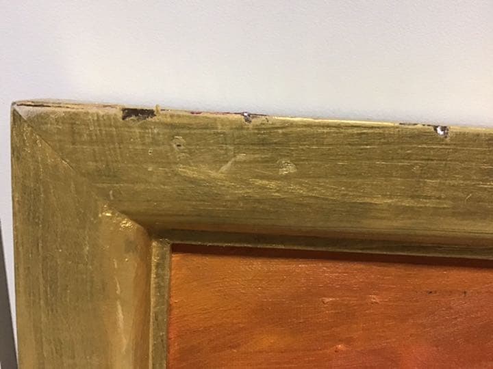 油絵 仮縁つき 海 夕焼け 球体