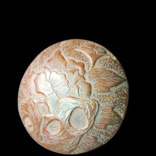 木彫 饅頭 根付 「芙蓉花の図」