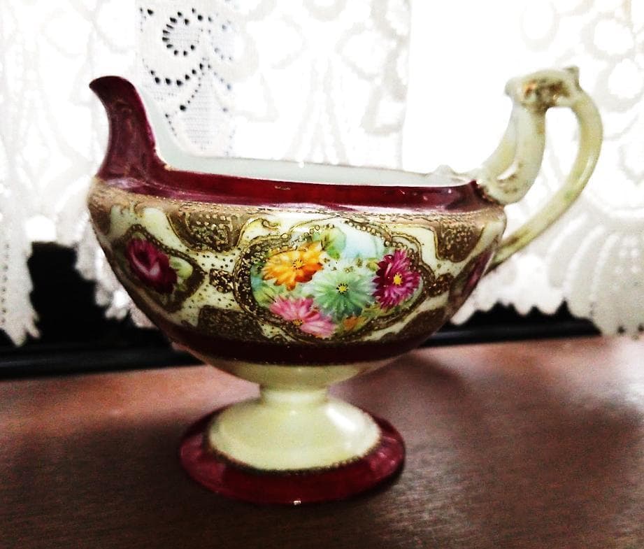 セール！豪華！オールドノリタケ　花文 金盛 大クリーマー メープルリーフ