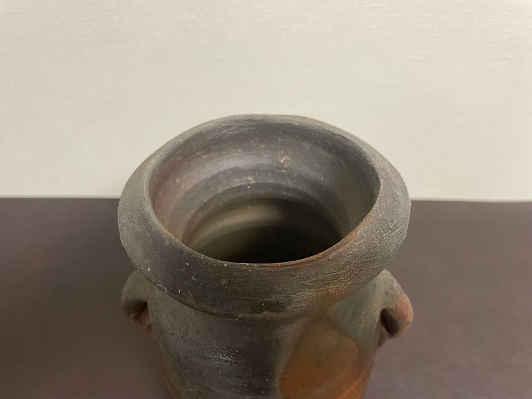 藤原建　備前窯変花入　備前焼　茶道具