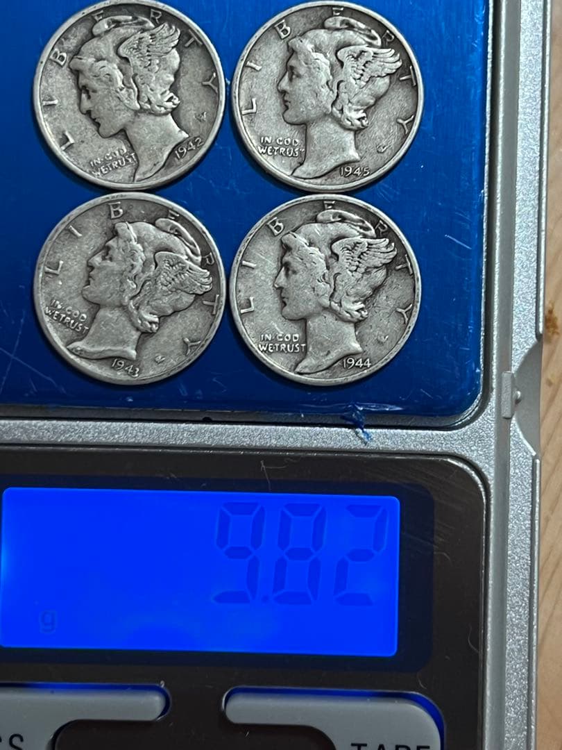 銀貨マーキュリー・ダイム 4枚セット Mercury dime silver