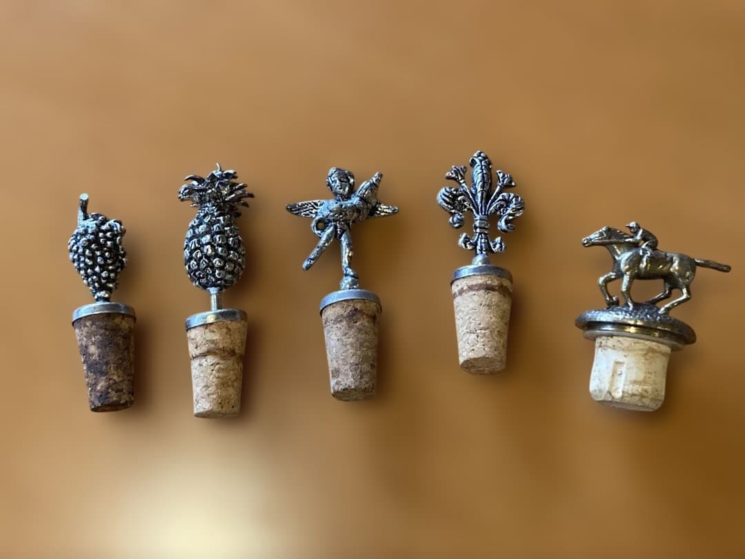 【希少★海外購入】装飾ワイン栓 5点セット 金属細工 ボトルストッパー