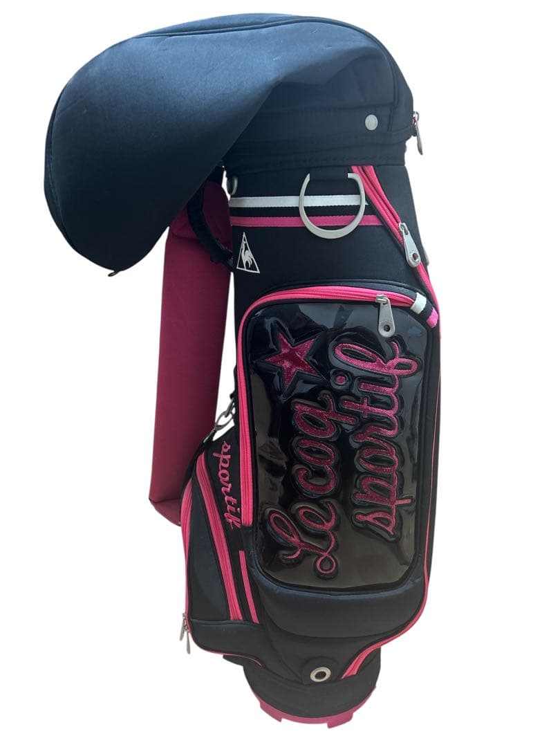 【良品】ルコック キャディバッグ ゴルフバッグ レディース ブラック ピンク